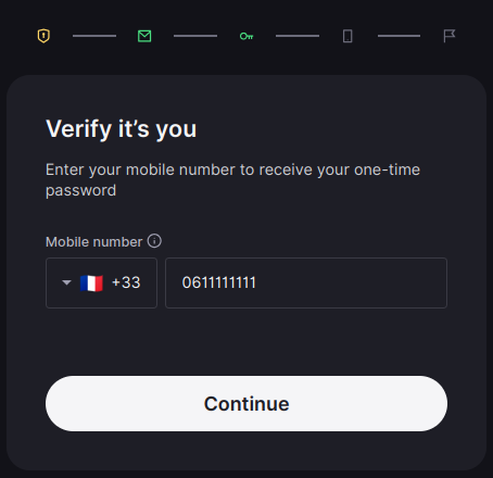 Step 7 – Enter the code sent to your phone via SMS